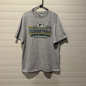 Green Bay Packers Super Bowl XLV Champions NFL Mens Tee L Gray Vintage